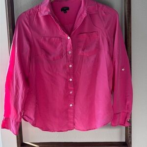 Talbots Petites Pink Button Up Blouse Size 6P Lightweight Classic Shirt